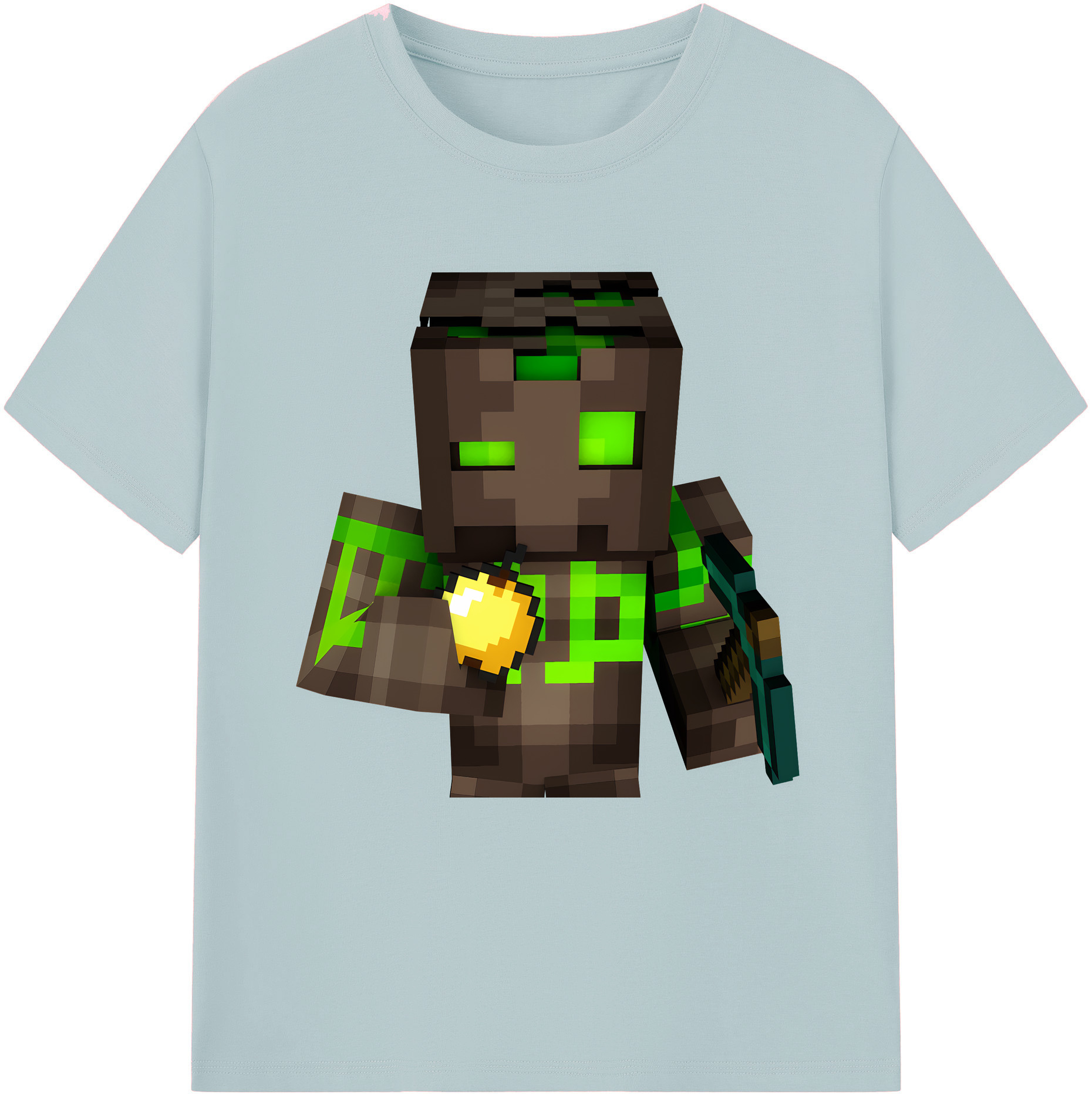 （画像用） マインクラフト ブロックの世界 Minecraft MC Block world 綿100％半袖Tシャツ（フロントプリント）